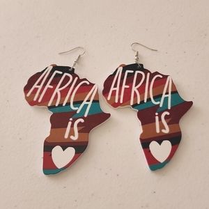 3 for $18 Black Girl Fly Real Wood African Pierced Earrings 1 1/2 Inches